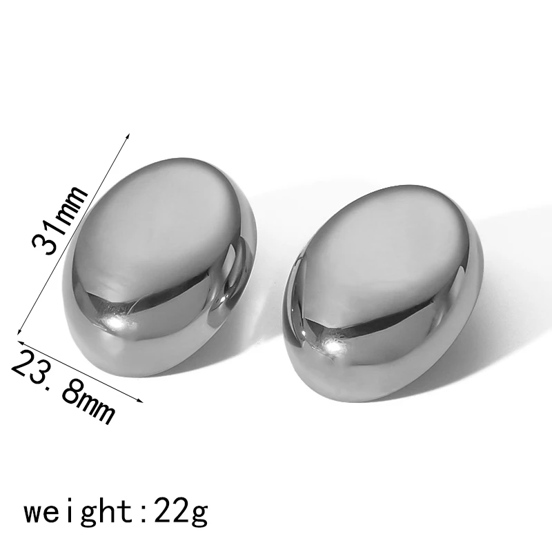 Fashion 18K Gold PVD Plated Statement High Polish Smooth Oval Earrings Chunky Geometric Stainless Steel Earrings Jewelry 5