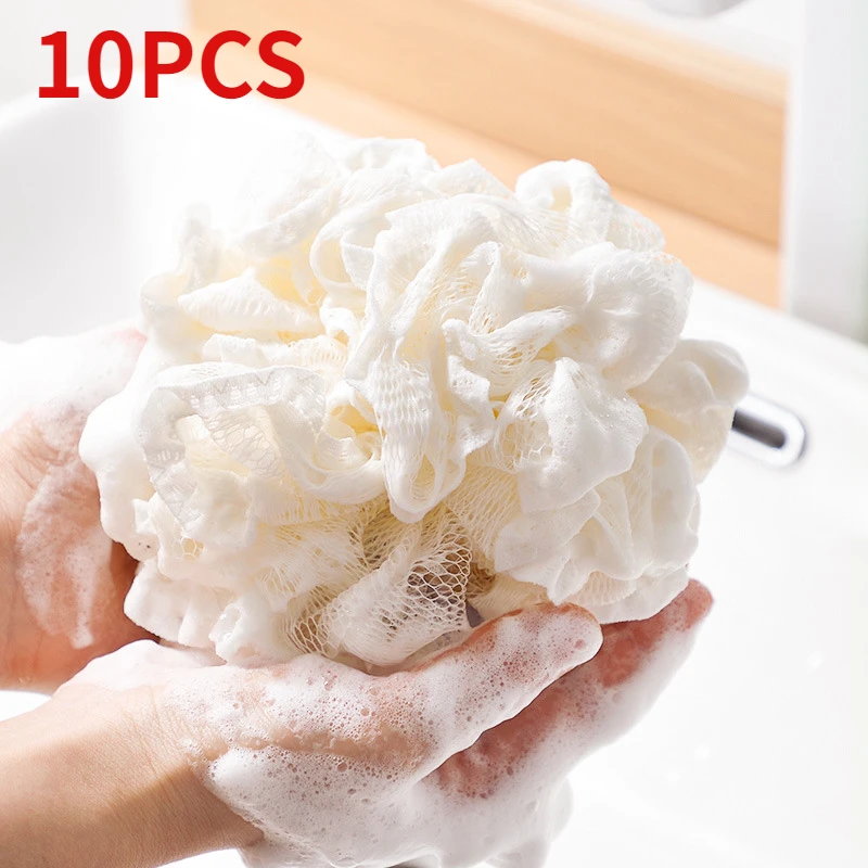 5/10pcs Bath Shower Soap Bubble Body Wash Exfoliate Puff Sponge Mesh Net Ball Body Scrubber Sponge Bathroom Accessories Random 1