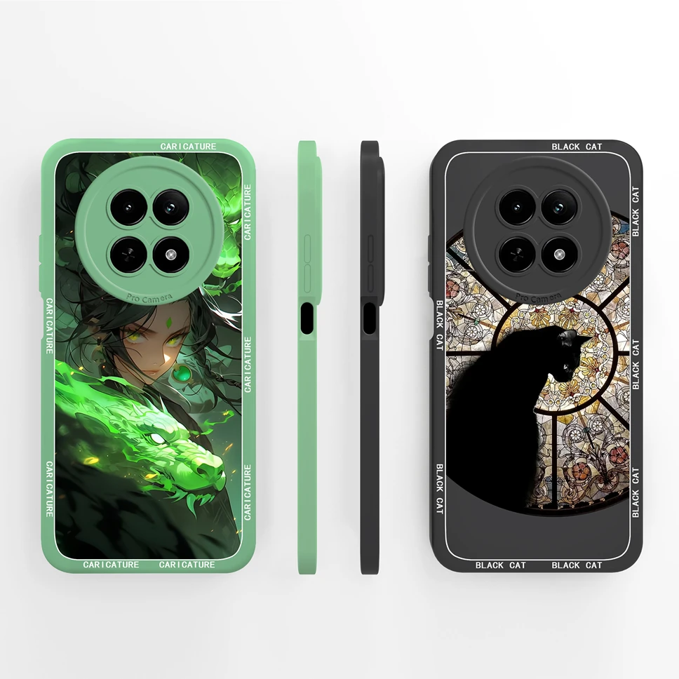 Lovely Cat & Flowers Soft Liquid Silicone Phone Case - High Quality Protective Shell