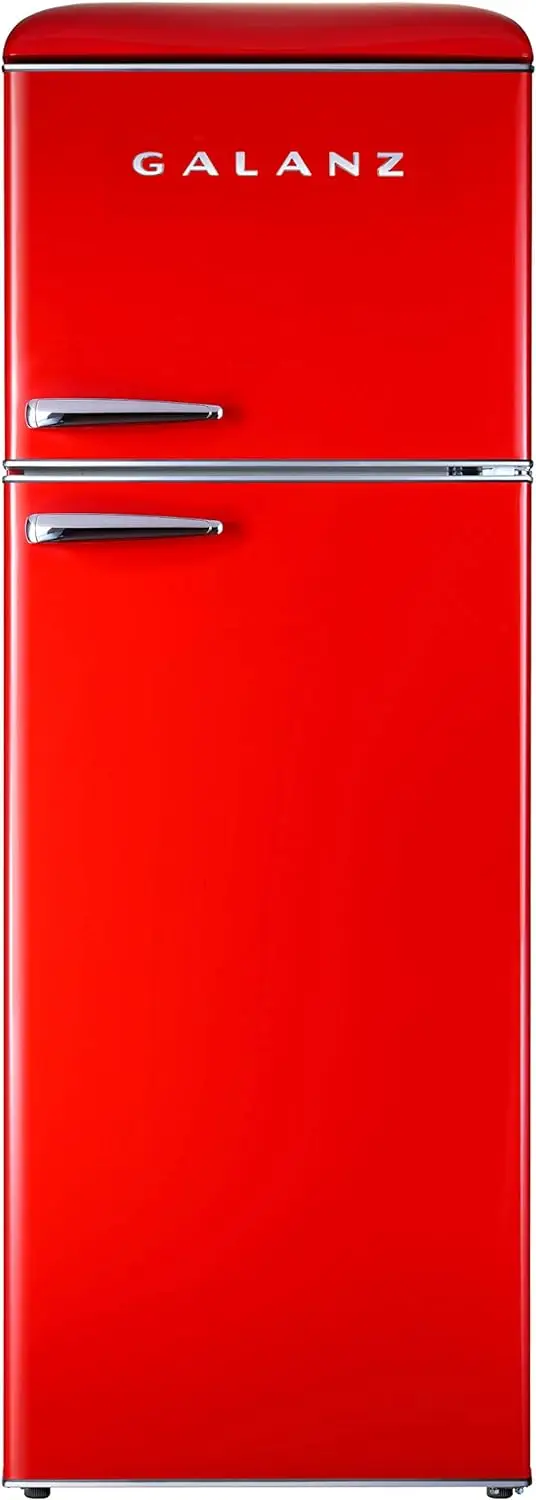 

Dual Door Fridge, Adjustable Electrical Thermostat Control with Top Mount Freezer Compartment, Retro Red, 12.0 Cu Ft