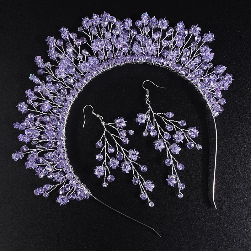 Trendy Red Crystal Bridal Crown Wedding Hair Accessories Woemn Headdress Party Jewelry Bride Headpiece Tiara Bridal Headwear hair accessories bridal hair accessories crown headband bridal jewelry set