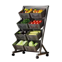 4-Tier Fruit Basket Stand with Rolling Wheels Vegetable Storage Rack W/Rolling Wheels for Pantry Bathroom Laundry Room 2