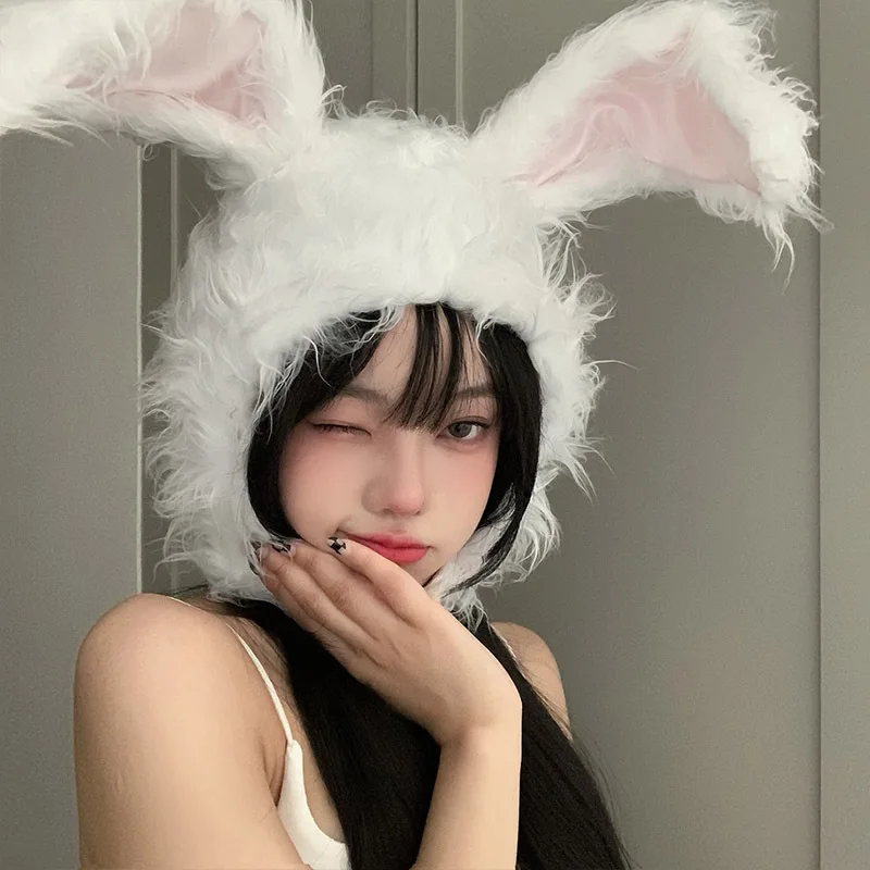 Hat with Ears Girls Women Winter Plush Rabbit Bunny Ears Hat Cute Earflap Cap Warm Head Warmer Winter Hat Girls Beanie
