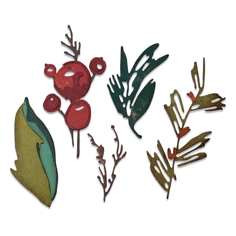 2023 Nuove Foglie Di Natale Diy Metal Cutting Dies Iris E Spring Leaf Fustellato Scrapbooking Per Artigianato Creazione Di Carte Senza Set Di Francobo