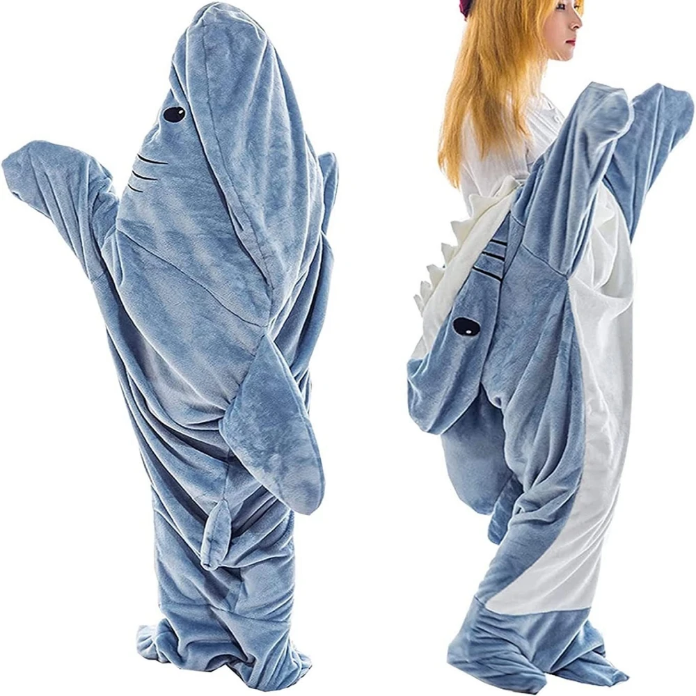 

Плюшевое мультяшное одеяло в виде акулы, Пижамный спальный мешок, одеяла, зимнее мягкое теплое одеяло в виде акулы, разноцветные одеяла для детей и взрослых