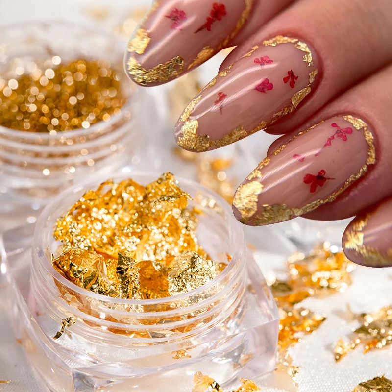 GoldSilverIrregularAluminumFoilPaperNailArtStickerNailFoil3D