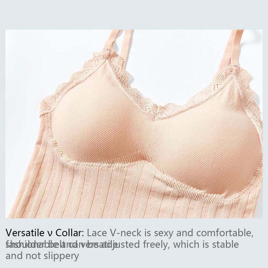 Women Thermal Underwear Lace Tank Tops Breathable Female Vest Bra Padded Camisole Adjustable Strap Sleepwear Nightwear Women Thermal Underwear Lace Tank Tops Breathable Female Vest Bra Padded Camisole Adjustable Strap Sleepwear Nightwear