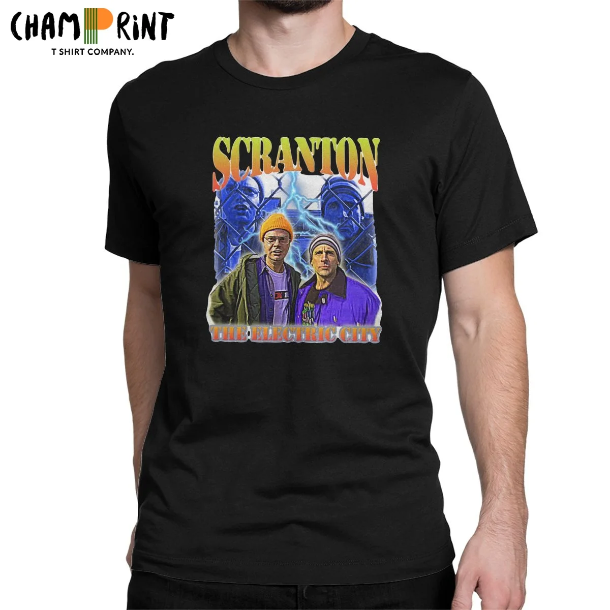 

Scranton The Electric City The Office Men's T Shirts Cool Tees Crew Neck T-Shirt Pure Cotton Birthday Present Clothing