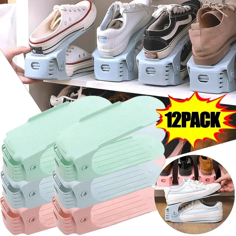 

12PCS Ultra-high Quality Adjustable Shoe Rack Organizer Shoe Slot Space Saver Double-layer Shoe Rack Organization Shoes Storage