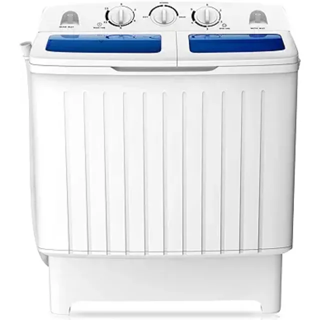 COSTWAY Portable Washing Machine, Twin Tub 20 Lbs Capacity, Washer(12 Lbs) and Spinner(8 Lbs), Durable Design, 1