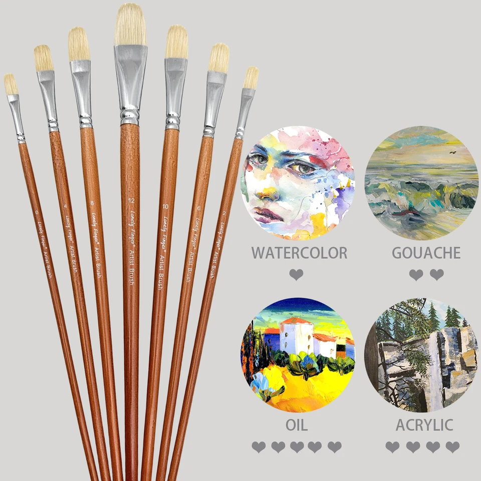 13個のアーティストペイントブラシセット 水彩 ガッシュ アクリル 絵画