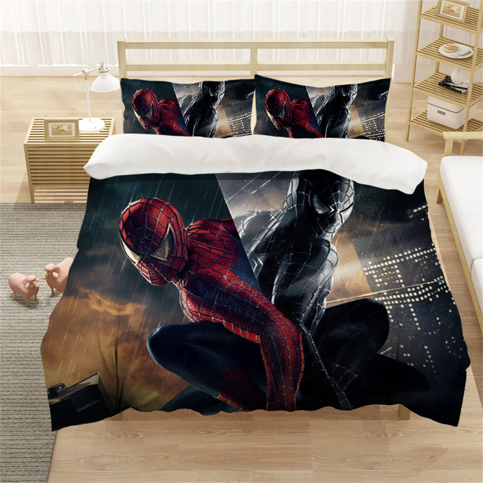 Housse de couette Spiderman 220×240, parure de lit, 2 personnes, double – Image 4