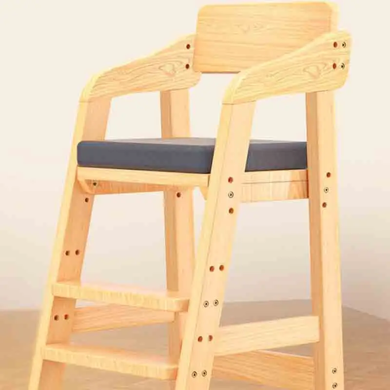 Wooden Kid High Chair Solid Wood Feeding Seat Restaurant High Chair Baby Dining For Toddlers Babies Studying Dining Eating