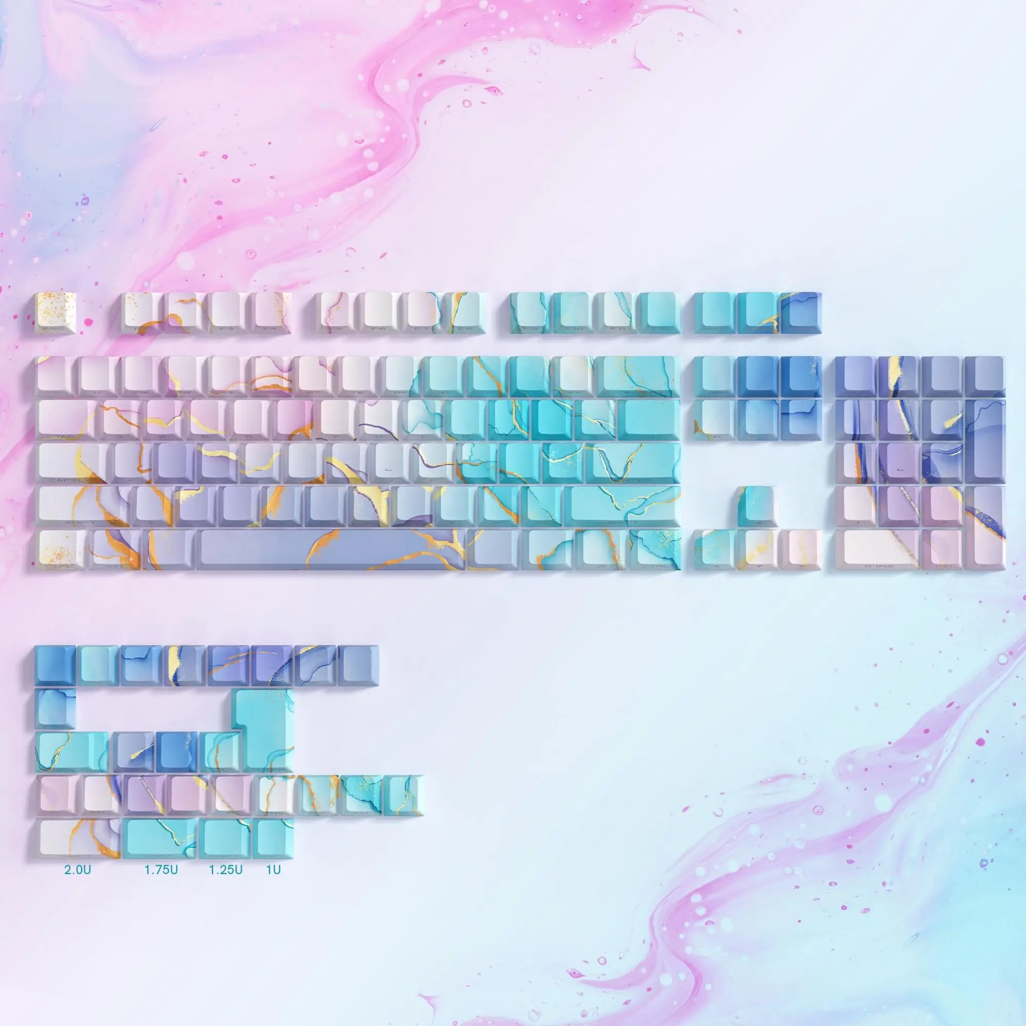 

130 Keys Rainbow Purple Side Print 5 Side Dye-Sub PBT Keycaps Backlit RGB Cherry Profile For Cherry MX Gamer Mechanical Keyboard