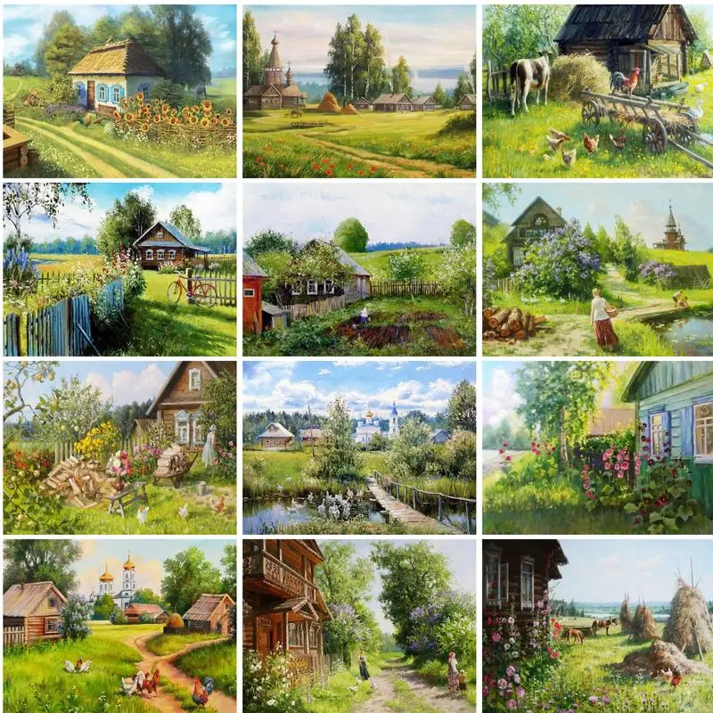 Paint By Number house Scenery Drawing On Canvas HandPainted Painting Art Gift DIY Pictures By Number Landscape Kits Home