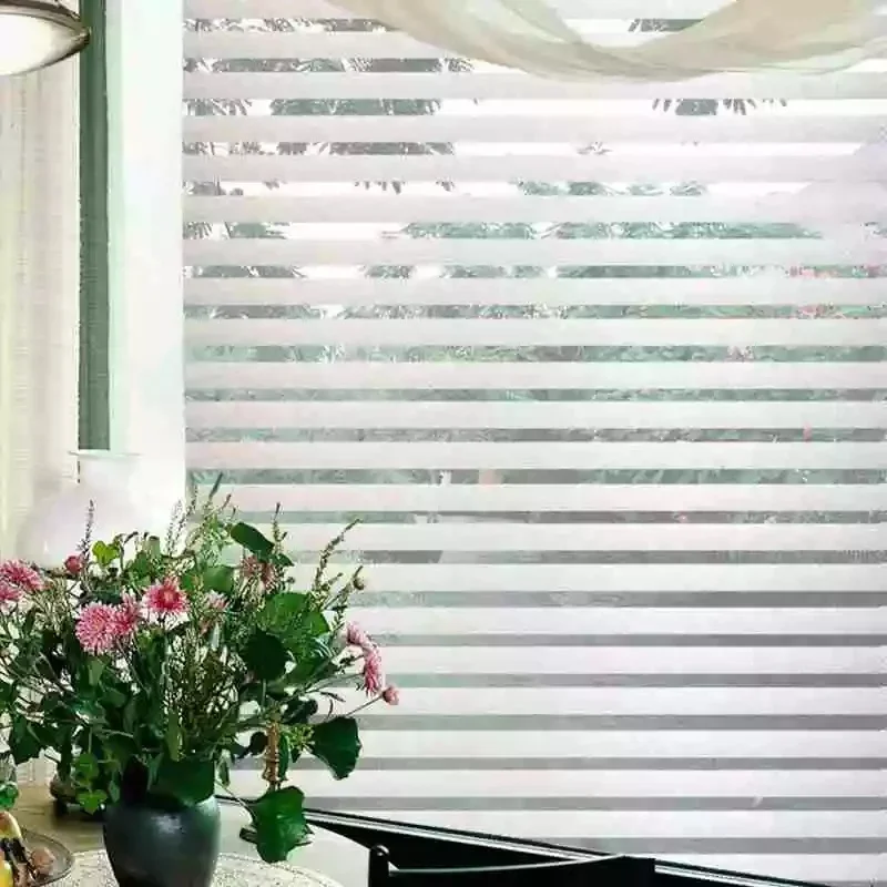 Horizontal Stripe Glass Stickers Office Bathroom Decorative Film Static Adhesive-free Glass Decorative Window Film wall stickers