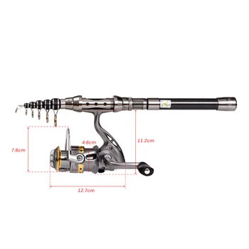 2.1M Telescopic Fishing Rod and Reel Combo Full Kit  Spinning Fishing Reel Gear Organizer Pole Set with Fishing Accessories 3