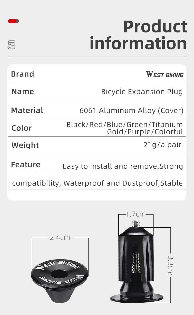 West Biking mehrfarbigen Fahrrad Expansions stecker mit Werkzeugen Aluminium legierung MTB Rennrad Lenker Stopper Fahrrads tange End stopfen – Detail 2