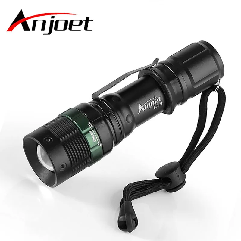 

Anjoet LED Flashlight XM-L T6 2000LM Aluminum Waterproof Lamp Zoomable Torch Light 5modes for 18650 Rechargeable Battery or AAA