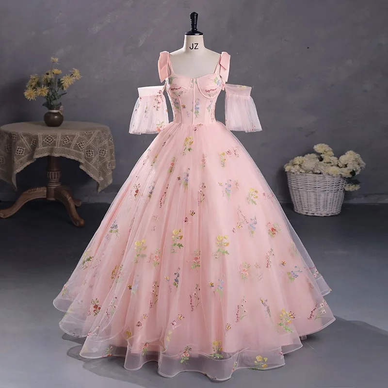 

2024 Vestidos Dark Pink Quinceanera Dresses With Detachable Sleeve Spaghetti Strap Ball Gown Formal Prom Dress Vestido 15 Anos