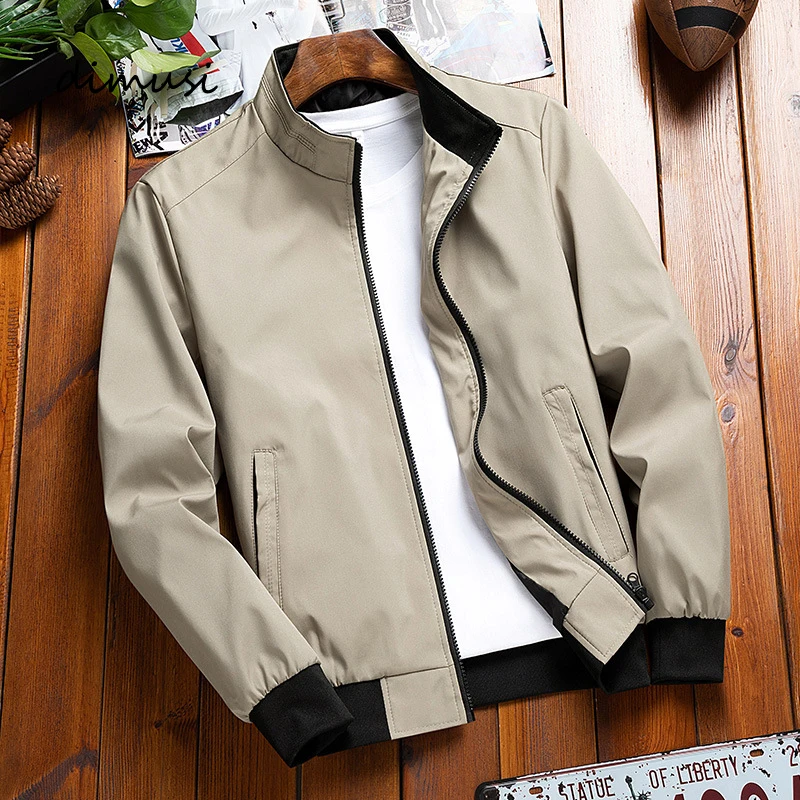 

Spring Autumn Men's Lightweight Jacket Leisure Business Coats for Male Stand Collar Windbreaker Thin Bomber Jackets Clothing