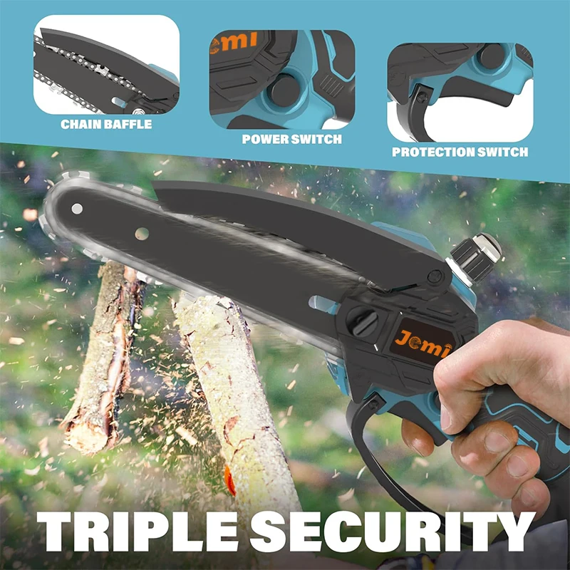Jemi Tool Makita 18V Battery Compatible Cordless Brushless Chain Saw, Self-Lubricating with Safety Lock for Cutting Wood/Trees 2