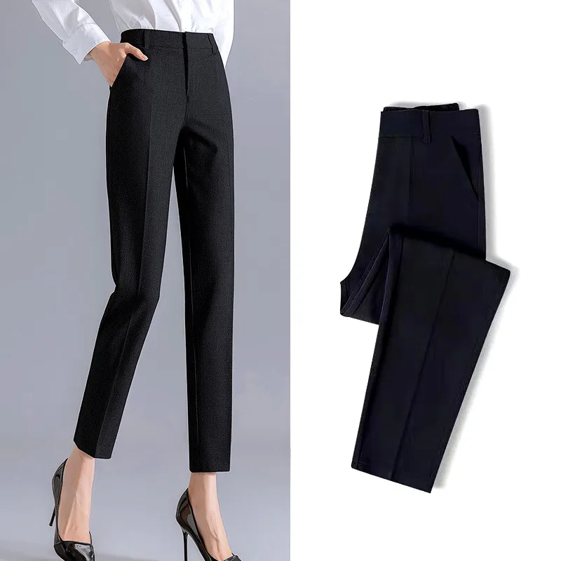 

Fashion Pantalones High Waist Suit Pants Women's Spring Summer Overalls Drape Elastic Casual Slim Nine Points Trousers S-6XL