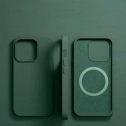 Magsafe-Compatible Liquid Silicone Magnetic Case with Wireless Charging for iPhone 13 (Dark Green)