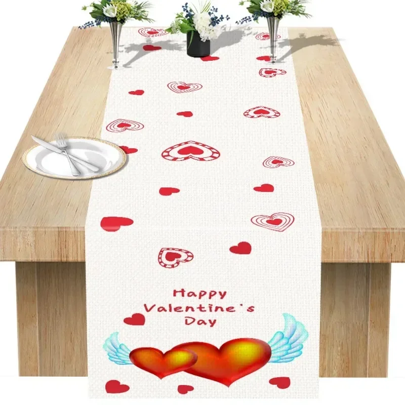 

New Valentine's Day Rectangular Custom Table Runner Home Dining Kitchen Mat Linen Love Printed Tablecloth