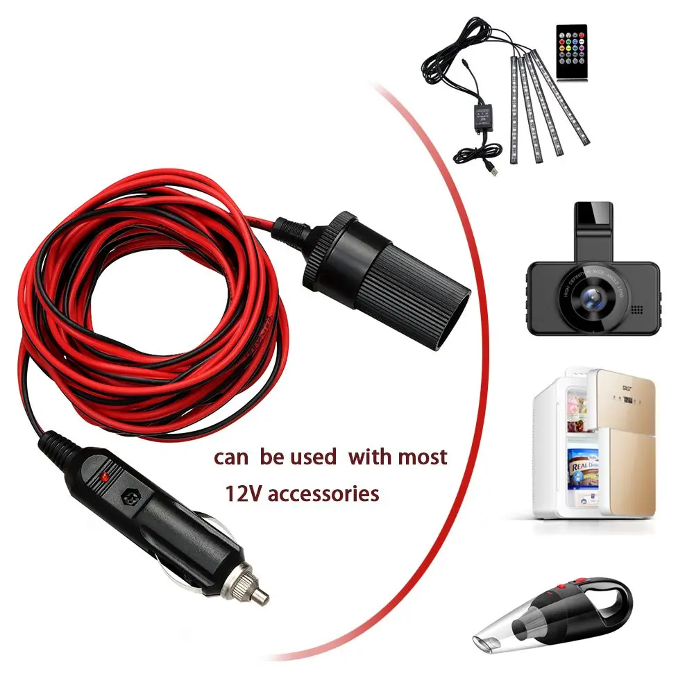 5M Car Cigar Lighter Plug 12V Extension Cable Adapter Car Cigarette Socket  Charger Lead with Indicator Light Car Accessories AliExpress