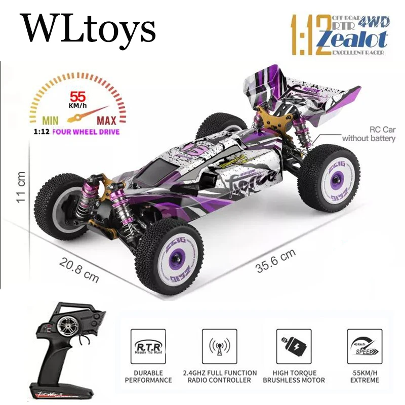 Wltoys 124017 124016 1/12 2.4G Racing RC Cars 4WD Brushless Motor 75Km/H High Speed Remote Control Off-road Drift Toys For Aduit