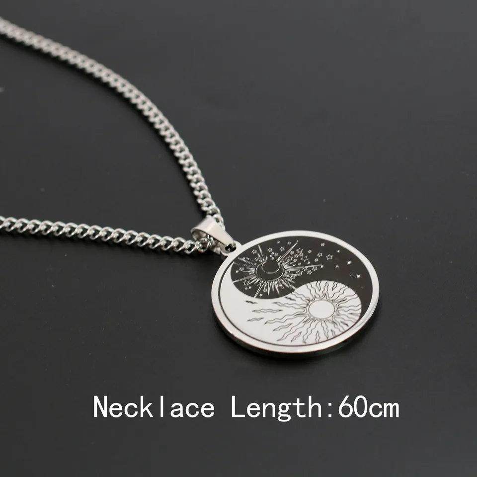 Collana Uomo Donna Con Ciondolo Yin Yang Taichi In Stile Minimal, Gioielli Eleganti In Confezione Regalo - 3