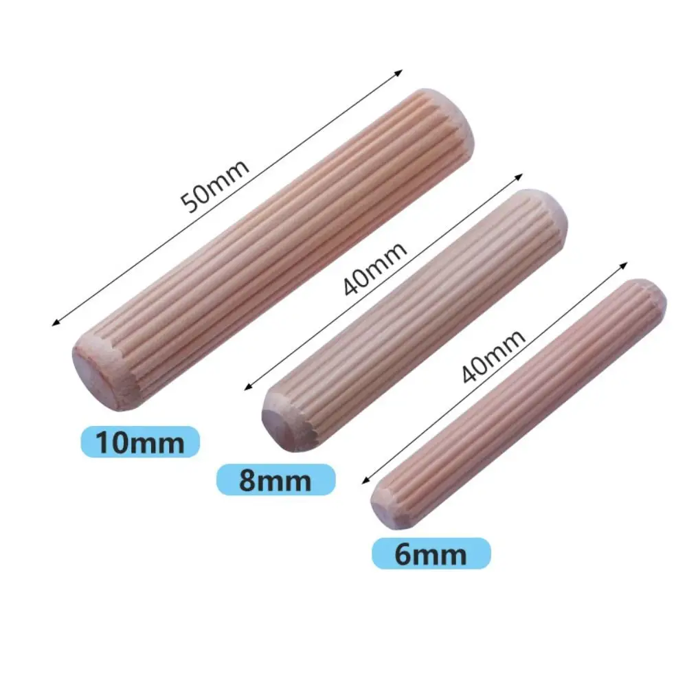 Wooden Dowel Pins 100Pcs Cork Fluted Needle Bolt Wooden Dowel Pins Woodworking Chamfered Wood Carvings Bed Drawers Wood Nails 6/8/10mm