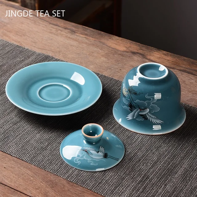 Retro Ceramic Gaiwan Teáscsésze Travel Hordozható, Kézzel Készített Tea Tureen Kínai Porcelán Teamáró -Kiegészítők - Image 5