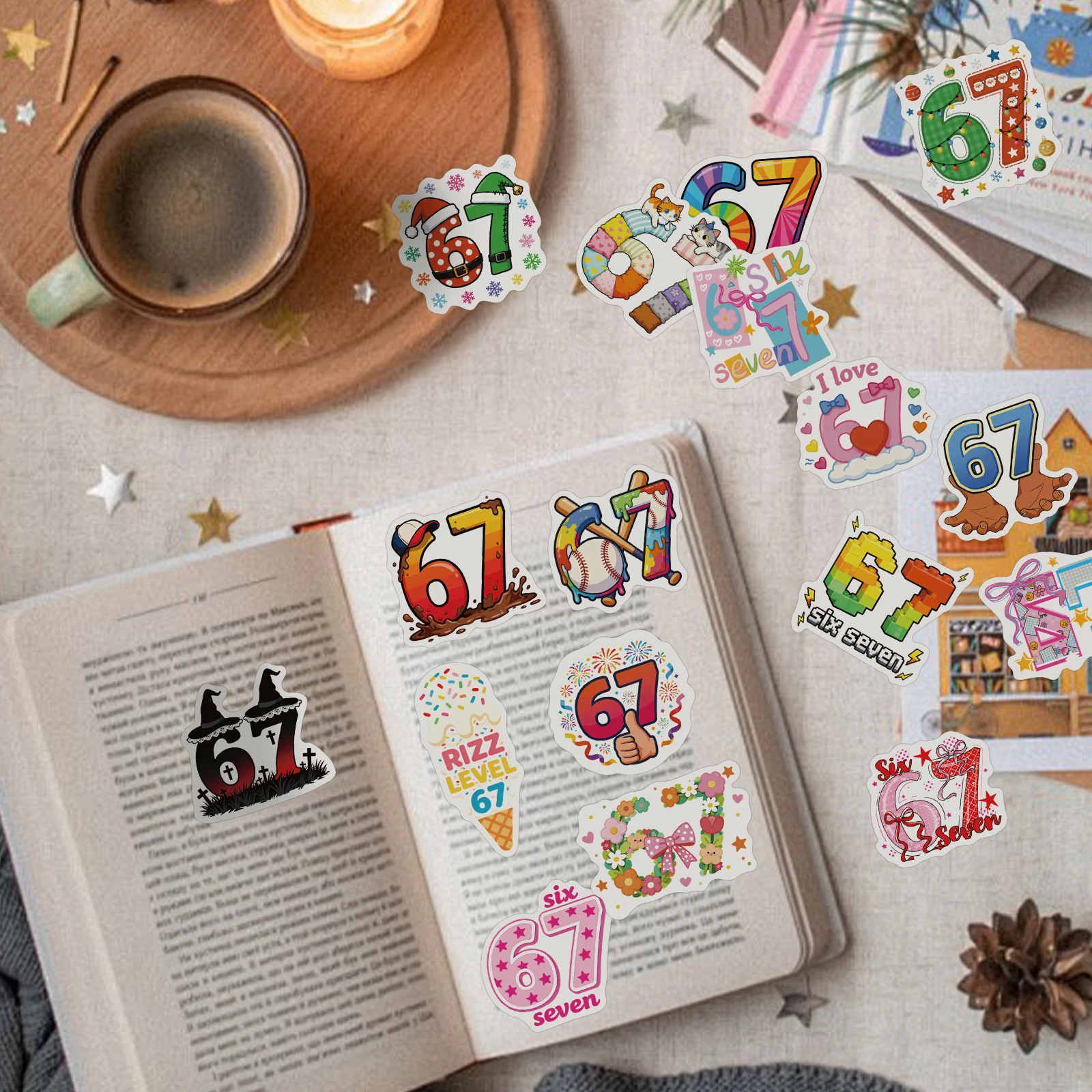 50개입 여섯 번째 일곱 번째 스티커 재미있는 6 7 데칼 방수 비닐 선물 성인 청소년용 전화기 물병 여행가방 노트북 장식