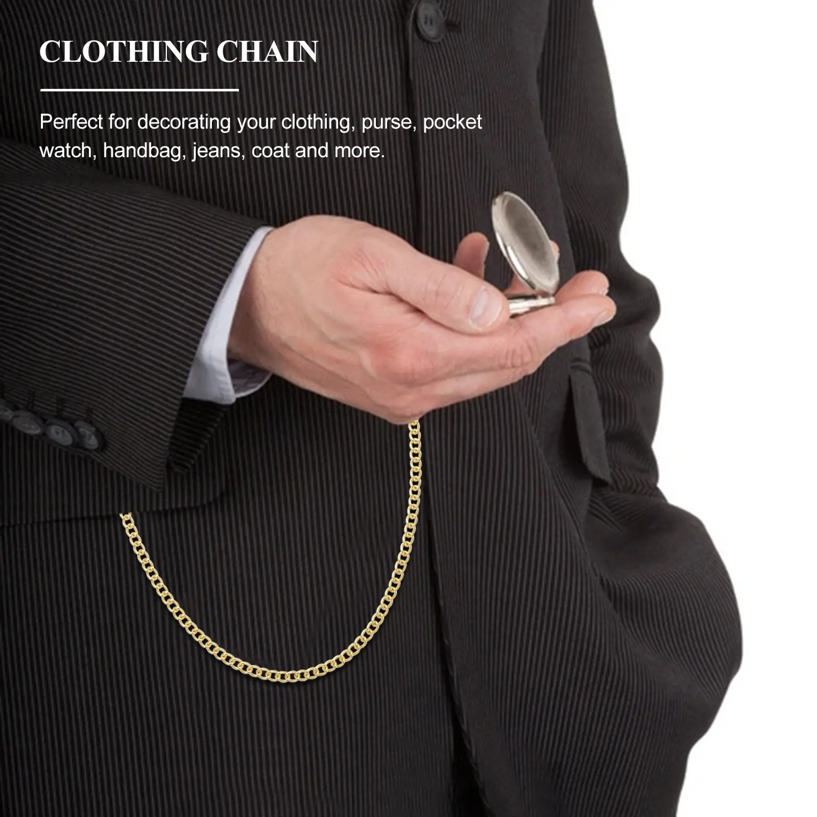 1Pcs 경량 피부 친화적 인 스테인레스 스틸 의류 체인 포켓 시계 버클 체인 청바지 코트 핸드백 지갑 액세서리