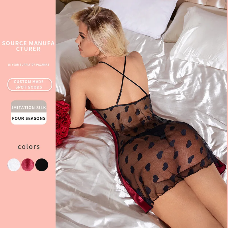 Women Nightgowns Women Nightdresses Sleeping Dress Sexy Solid Color Nightgown for Women Luxury Summer Suspenders Skirt Simulation Silk Thin Dress Home Wear Sleepwear Holiday Gifts