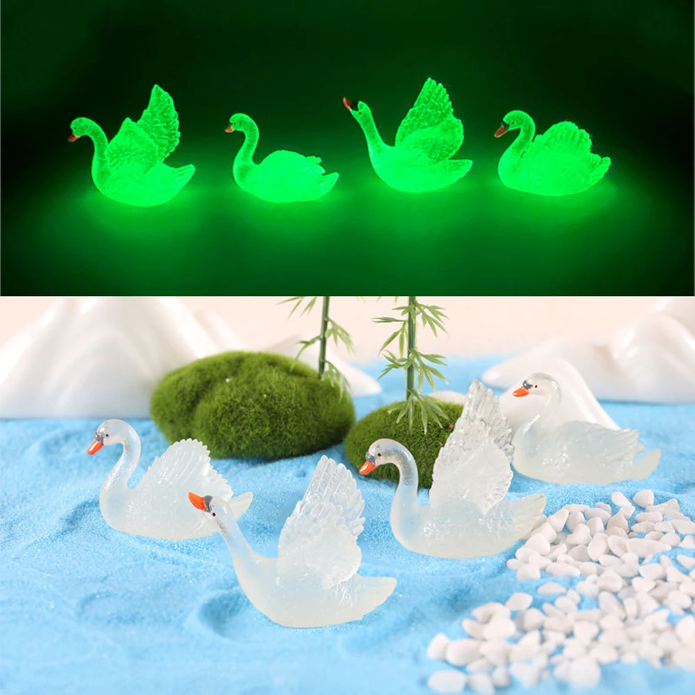 

Micro Landscape Fluorescent Swan Resin Ornaments And Creative Luminous DIY Jewelry Gifts