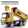 1:14 RC Dump Truck Engineering Alloy Vehicle 2.4G 10 Channel Remote Control Led Light Tipper Truck Tractor Toy For Kid Gift 4