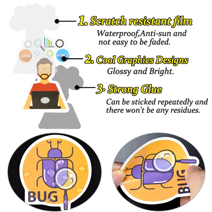 10/50/100pcs Programming Stickers Pack for Laptop Phone Fridge Guitar Car Software Waterproof Geek Hacker Sticker Decal Kids Toy