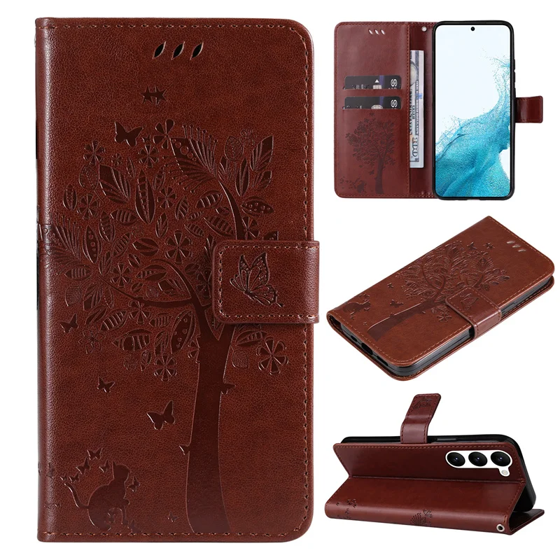 Niedliche Flip-Leder-Handyhülle für Samsung Galaxy S23 S21 FE S22 Plus Ultra magnetische Brieftasche Rückseite mit Kartensteckplatz_voghion.com