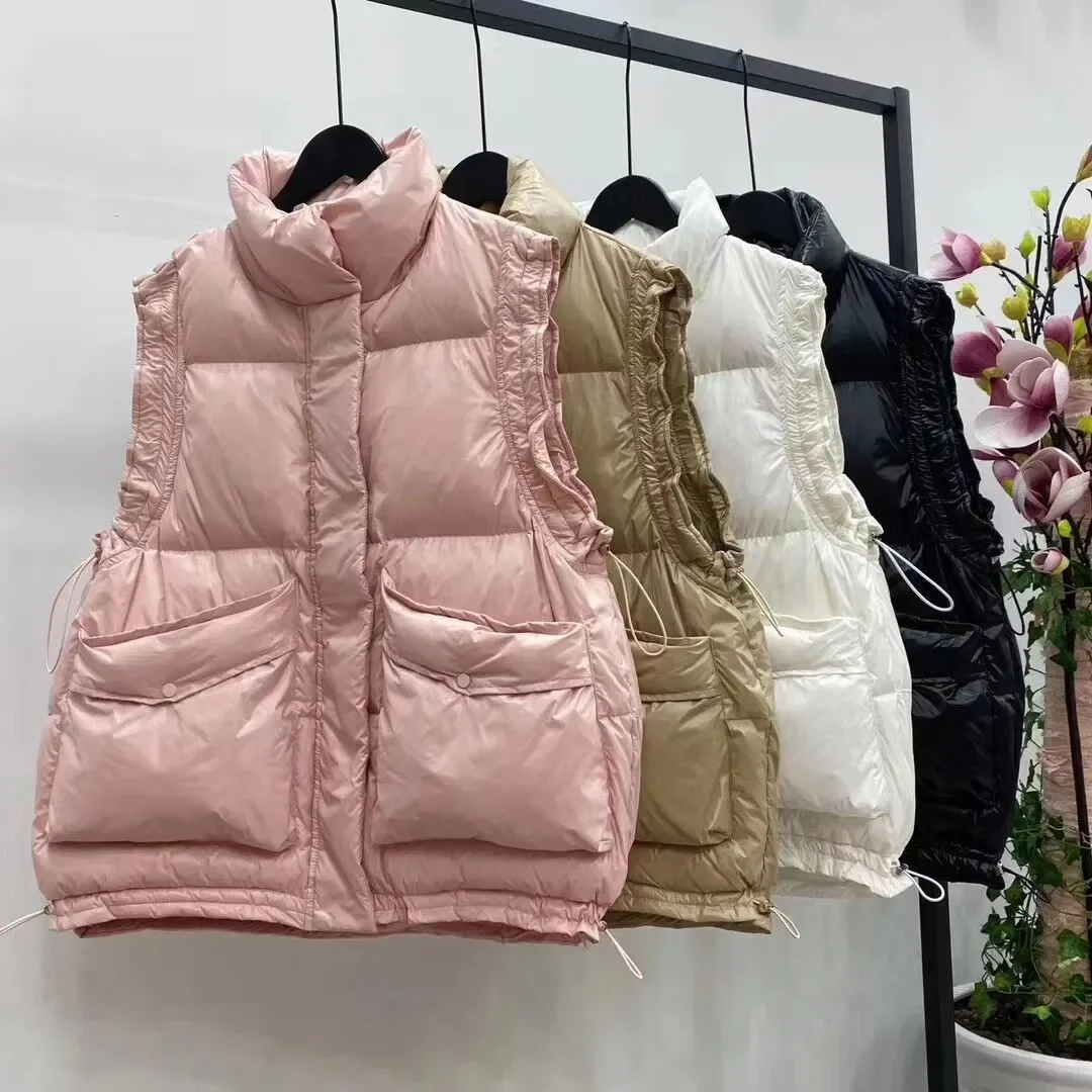 

Women's Ultra Light Down Vest, Short Vest, Windproof, Lightweight, Warm Waistcoat, Female White Duck Down Coat, Sleeveless, New