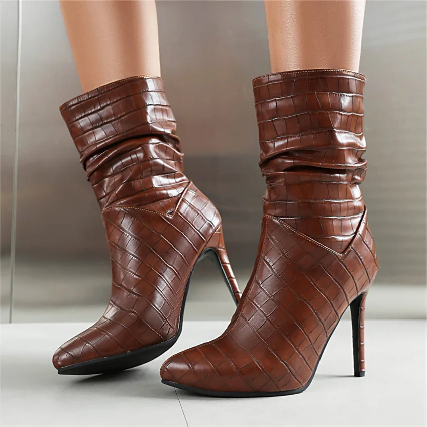 

High Heeled Women Boots 2023 Winter Sexy Stiletto Women Shoes Big Size 40-43 Elegant Pointed Toe Ankle Boots Female Dropshopping