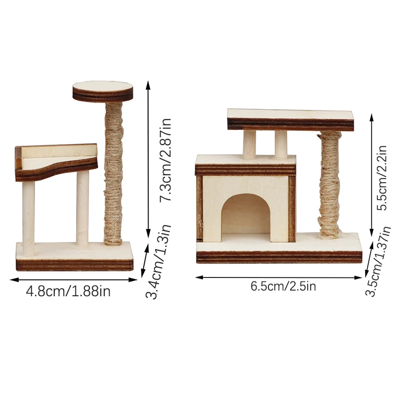 Mini House Cat Tree Model Accessories Miniature Furniture Wooden Adornment Dollhouse Cat Climbing Frame Cat Tower Model 2