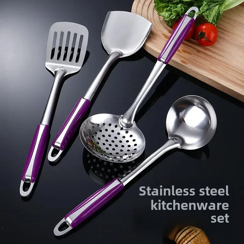 Stainless Steel Kitchen Tools Suite Home Furniture Wok Cooking Pot Shovel Soup Spoon Leaking Spoon Rice Eight-Piece Set