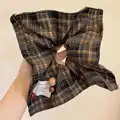 Brown plaid scarf hair tie