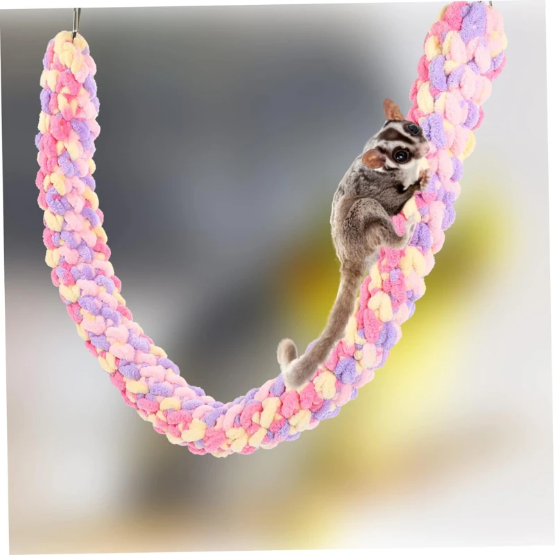 Sugar Glider Climbing Rope Thick Soft Hamster Swing Rope Braided with Hanging Lock Buckle Hanging Rat Toy Guinea Parrot Parrot Toy Bird Toy Bird Swing Toy Small Pet Ladder Toy