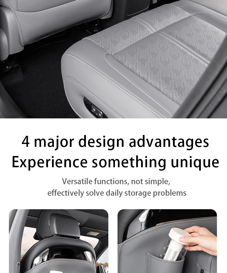 For ZEEKR 7X Multi-functional seat backrest anti-kick pad Tissue bags and cup ba