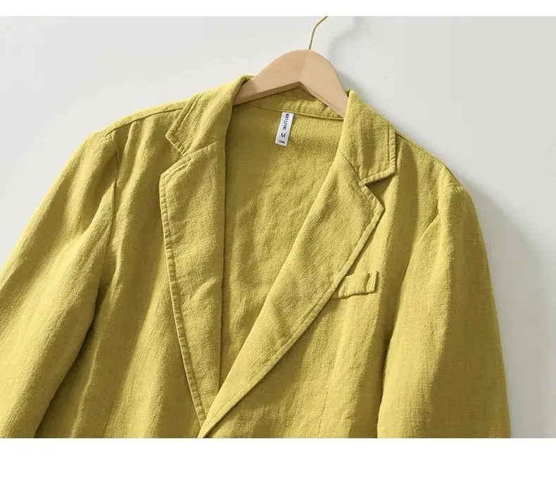 한국 남성 캐주얼 블레이저, 통기성 라미 코튼, 단색, 루즈, 싱글 레이어 정장 재킷, 포켓 패션, 청소년, 신제품