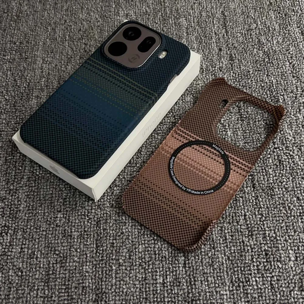 Ultra Slim Carbon Fiber Pattern Magnetic Phone Case - Wireless Charge Protective Hard Cover